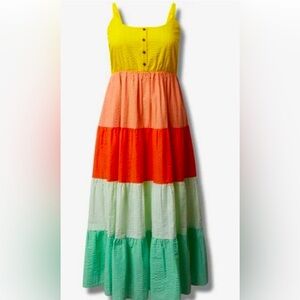 Torrid Maxi Seersucker Tiered Dress